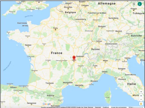 Figure 3 - Location of Lyon, France - Source: Google Maps 