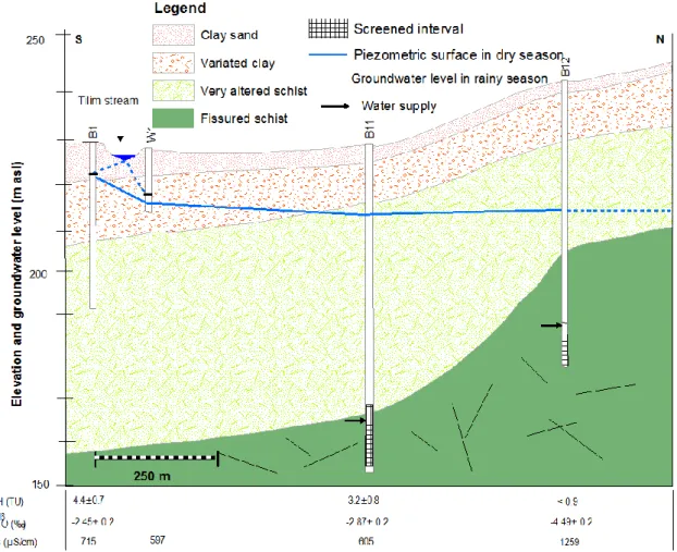 Fig  11  Geological  cross-section  (C-D  axis  in  Fig.3)  indicating  the  confinement  of  the  deep 906 