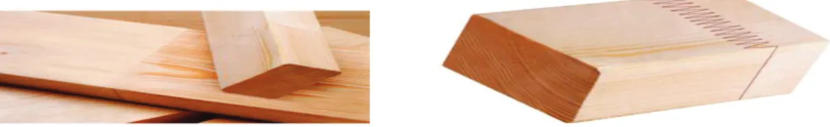 Figure 2.2.5.1.8: Exemple de bois massif abouté ne comprend que très peu de colle : joint d’aboutage tous les 2  à 3m