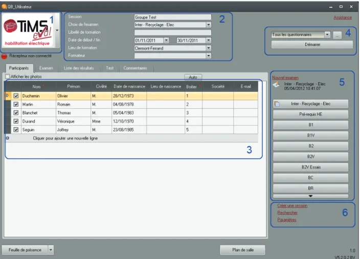 Fig. AN4.3 - Interface QB_Utilisateur V5 – Liste des participants 
