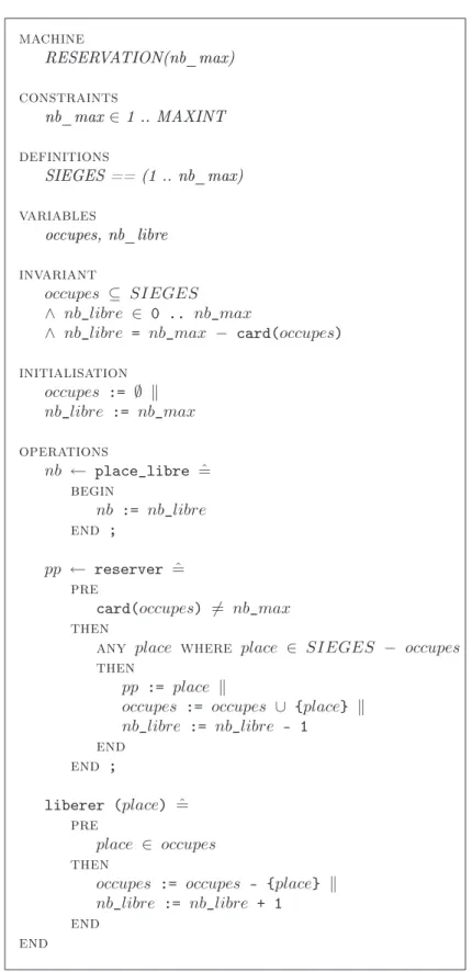 Fig. 5.3  Machine abstraite de l'exemple de réservation de place