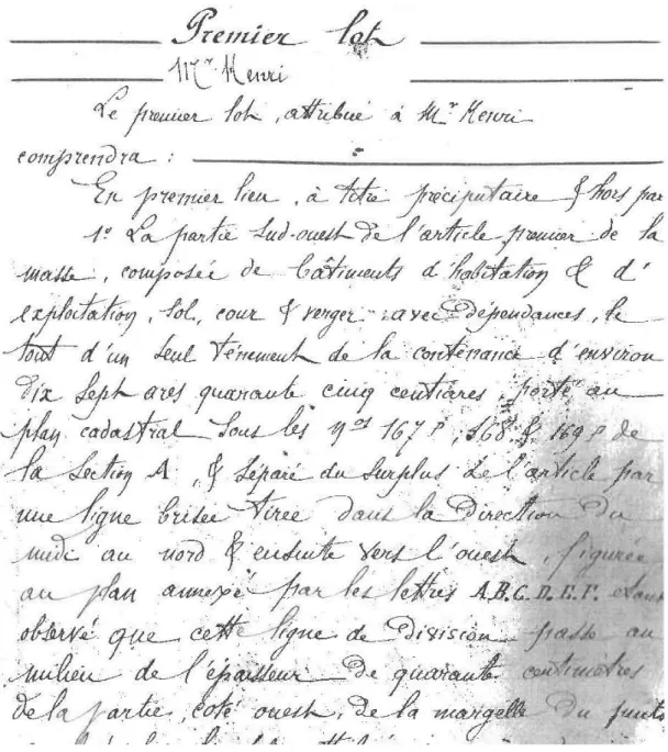 Figure 18 : Désignation d’un bien dans un acte dressé en 1885 