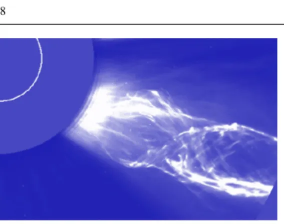 Fig. 4 Coronal mass ejection (CME) with a helical structure observed by Lasco C2 on SOHO