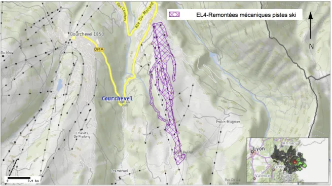 Figure 4 : Extrait de carte relatif aux SUP sur la commune de Courchevel  Source : http://carto.geo-ide.application.developpement-durable.gouv.fr/468/SUP.map# 