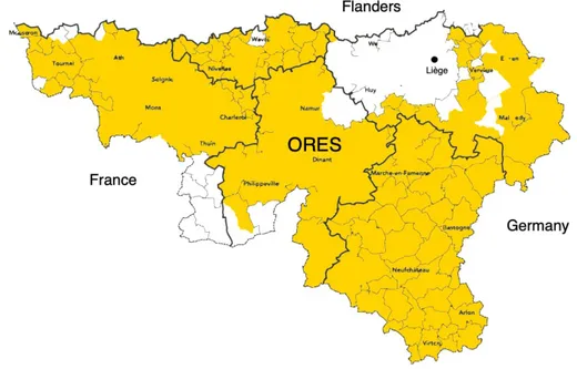 Figure 5: Areas of Wallonia covered by ORES