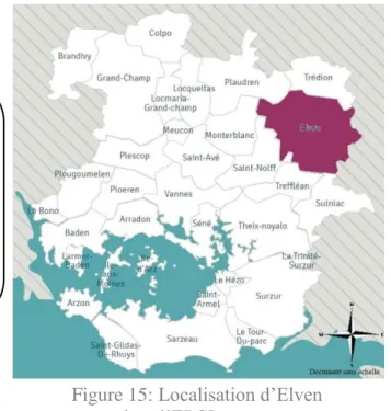 Figure 15: Localisation d’Elven  dans l’EPCI, source  