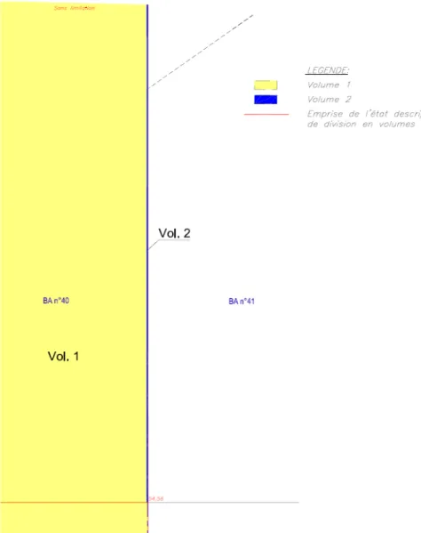Figure 9 : Image tirée du plan de division en volumes : Coupe partielle AA’. 