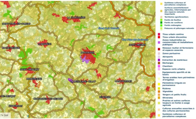 Figure 3 : Carte d’occupation des sols des communes du Pays de Pouzauges (Source : Géoportail)  