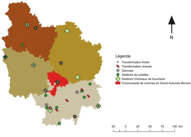 Figure 12 Les ateliers de transformation agro-alimentaire en Bourgogne  