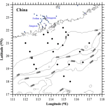 Fig. 6. Map of sampling stations in PRD and estuary.