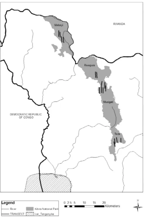 Figure 2. The four sectors of the KNP with location of the research transects. 