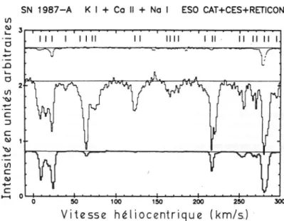 Figure  1  1 -Raies  interstellaires  dans  le spectre  de  SN  1987A