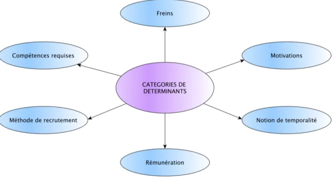 Figure 1 : Catégories comportant les différents thèmes retrouvés au cours de l’étude.
