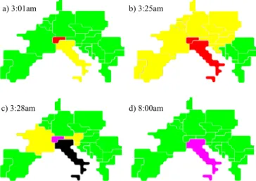 Fig. 5  Evolution in time of the global network state applying connectivity  chart for the incident on 28 th  Sept