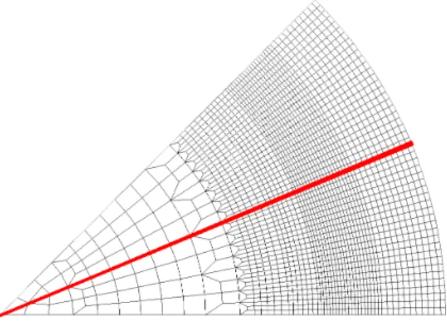 Figure 3: Transversal cut used to obtained the nodal displacements.