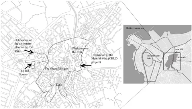 Figure 1: The location and delineation area of the two projects in Tripoli, Lebanon. 