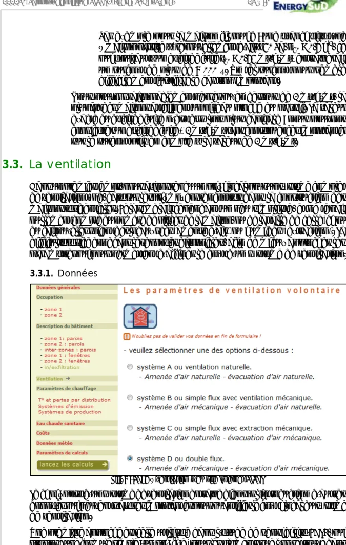 Fig. 8 : Page « ventilation  » du  site Internet  SISAL 