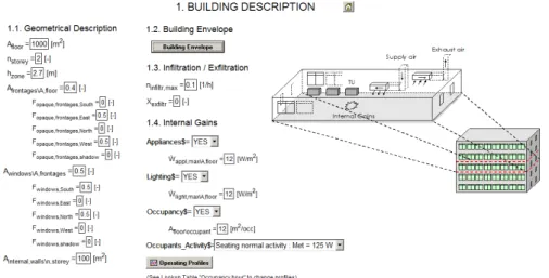 Figure 12: “Building description” control panel 