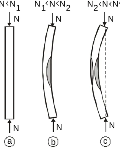 Figure 2  Buckling of a column under compressive force N  story  r