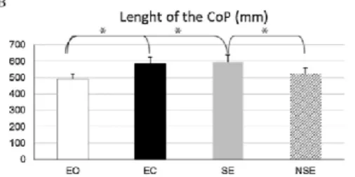 Figure 16 : Analyse de la surface d’excursion   Figure 17 : Analyse de la longueur d’excursion    du centre de pression en mm²