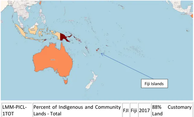 Figure 3: Percentage of Community Lands in Fiji and the Pacific Region (Land portal 2017) 2