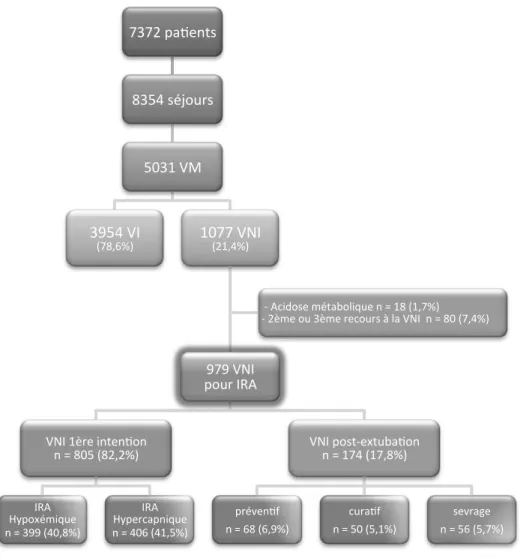 Figure 3. ModalitŽs dÕassistance respiratoire  mises en Ïuvre au cours de la pŽriode dÕŽtude