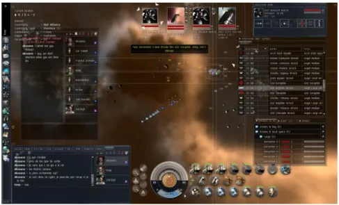 Figure 7. Le MMO Eve Online peut s’assimiler, structurellement,   à une vaste interface thématisée 