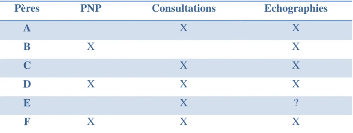 Tableau III : participation PNP, consultations, échographies 
