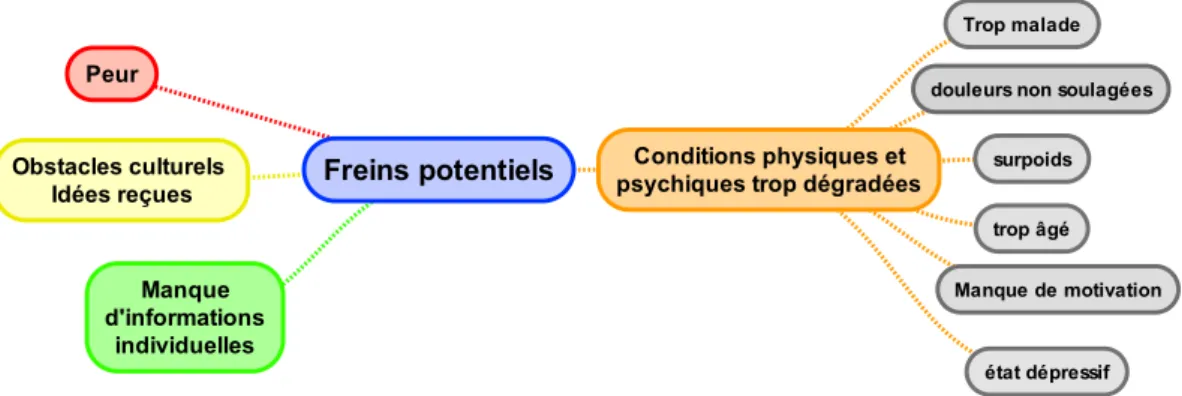 Figure 5 : Freins potentiels à la pratique de l’AP, Conditions physiques et psychiques du patient 