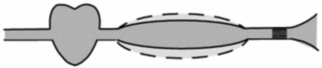 Figure 5 : effet Windkessel artériel (Westerhof, Medical &amp; Biological Eingeenering &amp; Computing, 2009)