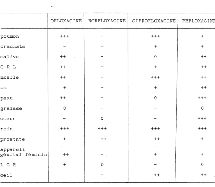 tableau  n°  13  récapitulatif  de  la  diffusbn  des  quinolones 