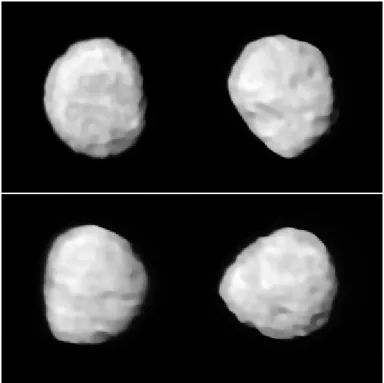 Fig. 1: VLT/SPHERE/ZIMPOL images of (7) Iris obtained on October 10 and 11, 2017, and deconvolved with the Mistral  al-gorithm