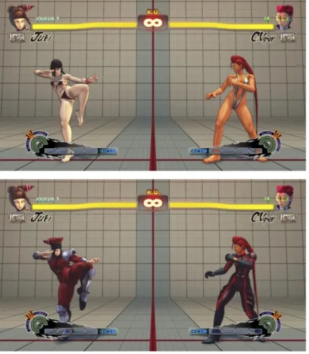 Figure 2. The top image is a screenshot of the sexualized video game condition, and  the bottom image is a screenshot of the non-sexualized video game condition