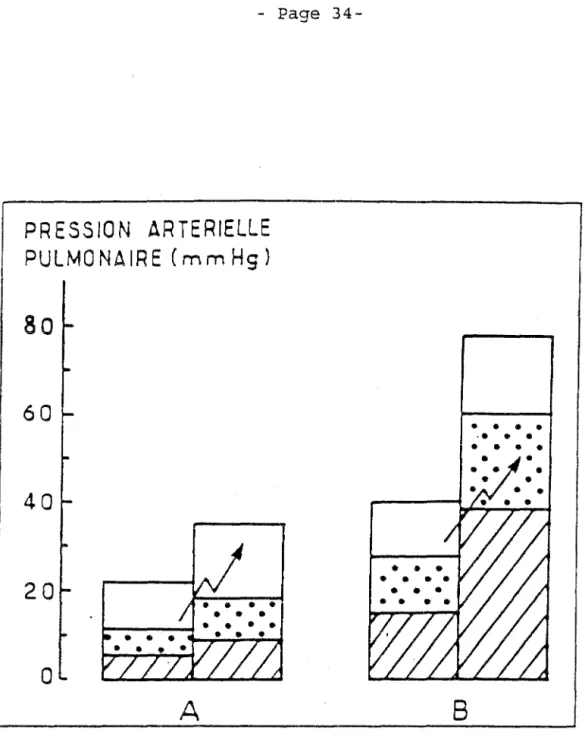 Figure  8  :  Pression artérielle pulmonaire au repos et  à 