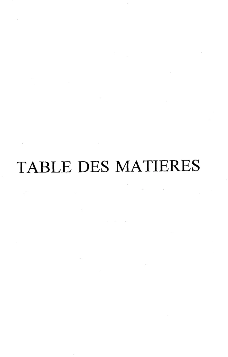 TABLE DES  MATIERES 