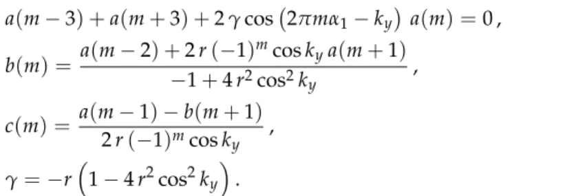 Figure 4. The metallic (red) and insulating phases (blue) for the system from Equation (14) in the k y − r plane.