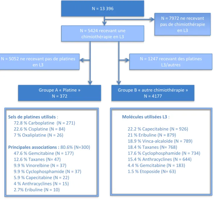 Figure 28. Flow chart : Troisième ligne, population HER2-négatif / Molécules utilisées