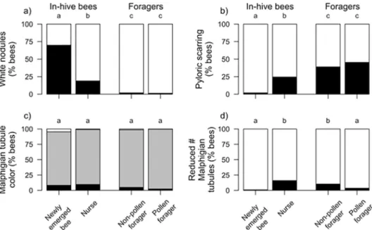 Fig 10. Relative frequency of four physio-pathological traits that varied among age cohorts