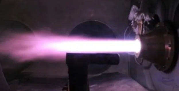 Figure 2.5: Subsonic plasma jet generated inside the Plasmatron with ICP toch of 80 [mm]