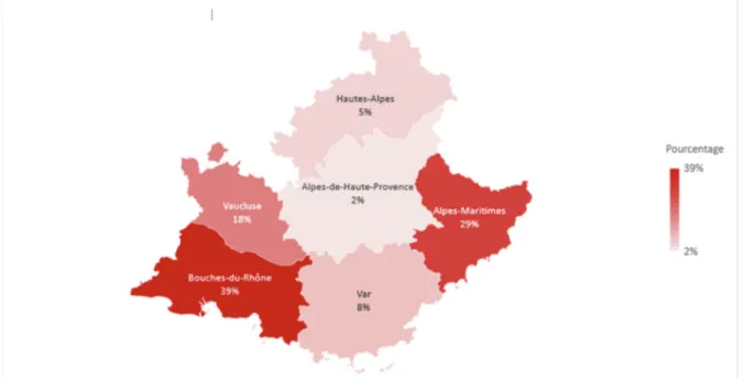 Figure 2 : Répartition des réponses obtenues par département 