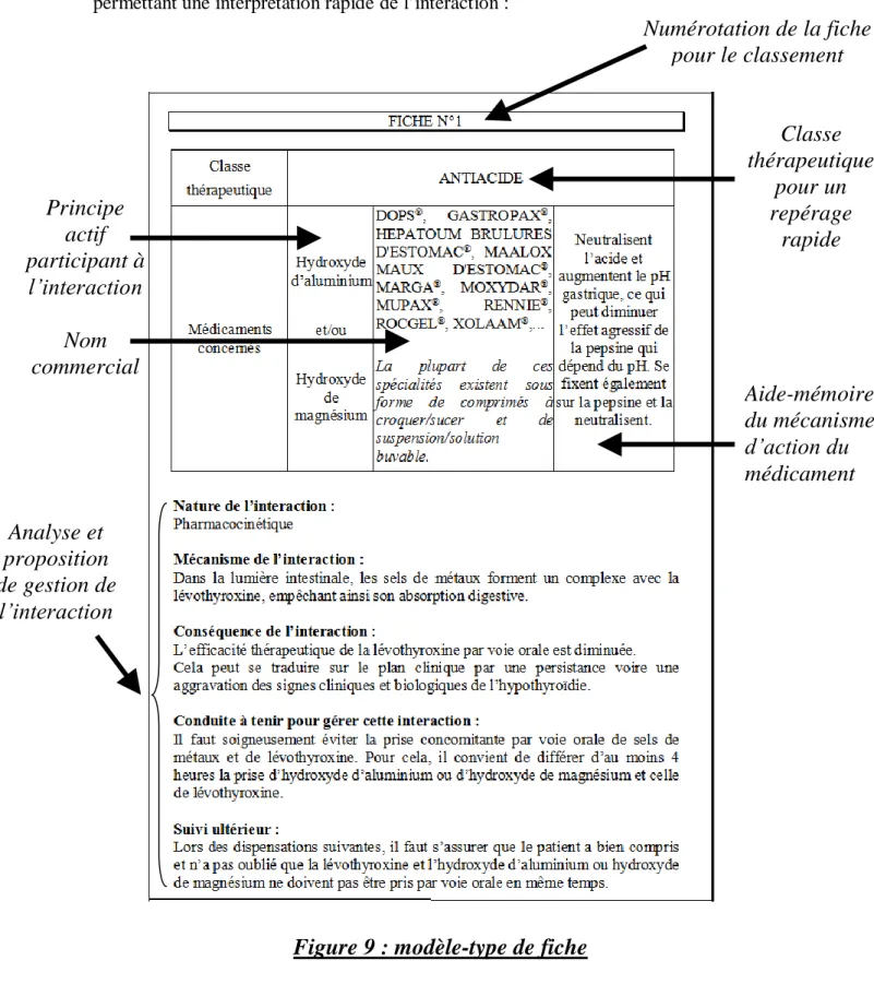 Figure 9 : modèle-type de fiche 