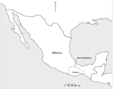 Figure 1 -  Localisation de la région d'Oaxaca au Mexique 