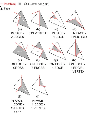 Figure 12: Creation of Submesh for cases (c) and ( j) by classical level set and level set plus