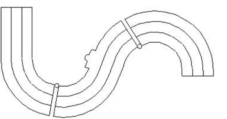 Figure 7. “Hinged” reconnection with hinges positioned on the interior side of curves