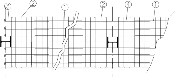 Figure 3.2.2. Reinforcement of the slab and anchoring on the transverse beam 
