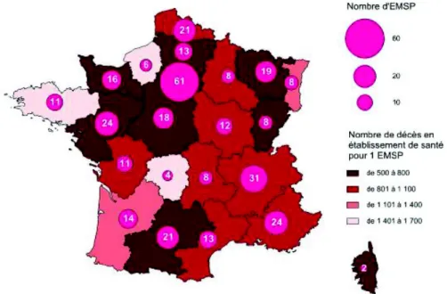 Figure 2 : Répartition des équipes mobiles de soins palliatifs en 2010. 