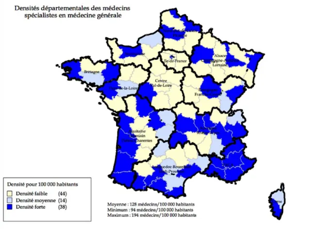 Figure 8 : Densité médicale par département, source : INSEE (26) 