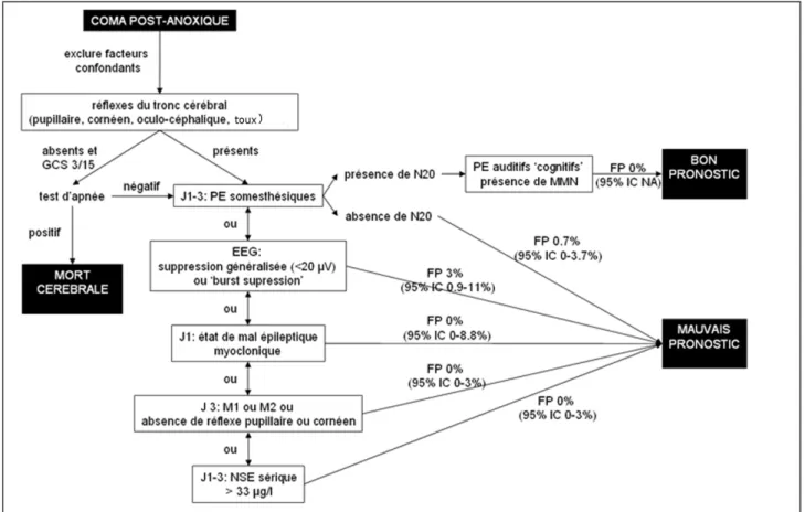 Figure 4. Algorithme d’aide au pronostic en cas de coma post-anoxique.
