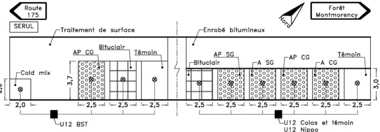 Figure 2.15 : Schéma du site d’étude situé au SERUL, dimensions en mètres. 