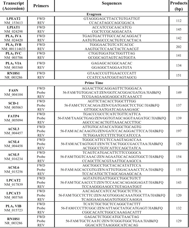 Table 3.1.  List  of  primer  sequences  used  in  qPCR  experiments  for  each  transcript 